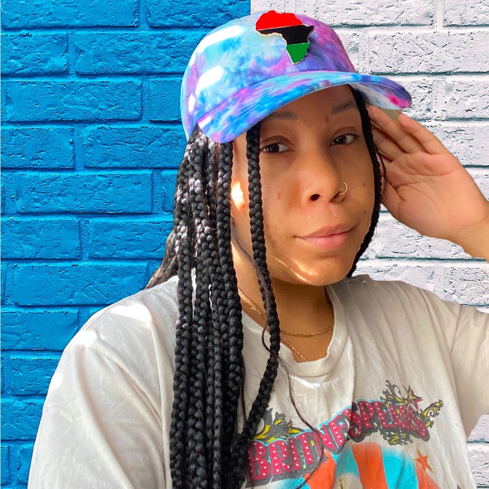 Tie Dye Hat with Africa Continent Pin